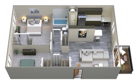 Floor plan for 2 beds, 1 bath, 800 sqft